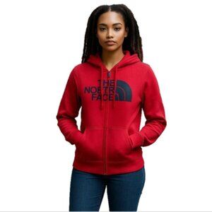 The North Face Women’s Hoodie Small Red Full Zip Logo Sweatshirt Jacket